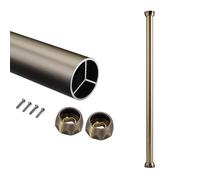 YCVAWEOD Aluminum Alloy Round Clothing Rod with Socket Set Wall-Mounted Removable Garment Hanger for Men's Wardrobe 140cm (55 1/8") Stylish Brown Design LWX