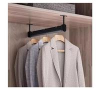 YCVAWEOD Aluminum Ceiling Mount Bracket for Heavy Duty Black Wardrobe Clothing Rail Easy to Install & Cut for Closet Organization (60cm) LWX