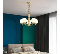 YCVAWEOD American Luxury LED Brass Chandelier - Retro 5-Light Pendant Lamp for Living Room, Restaurant, Bedroom, Study, Villa, Hotel, Cafe - Creative Lighting Fixture LWX