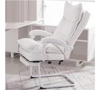 YCVAWEOD Arm Chair Executive Office Chair High Back Desk Chair, 90°-170° Adjustable Backrest, PU Leather Task Chair with Footrest,White-One Size LWX