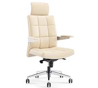 YCVAWEOD Arm Chair Executive Office Chair High back PU computer chair With headrest Modern simplicity swivel chair Fixed armrest Tilt 120° With heavy wheels Load-bearing 150kg, LWX
