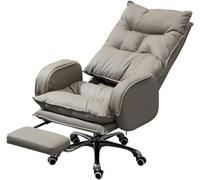 YCVAWEOD Arm Chair Executive Office Chair PU leather Computer Desk Chair with Lumbar Support and Footrest, High Back Swivel Chair for Conference Room Work Study,Gray1-One Size LWX