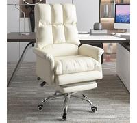 YCVAWEOD Arm Chair Executive Office Chair with Footrest, 90-145°Reclining, Height Adjustable Swivel Chair, High Back Computer Desk Chair for Home Office Work Comfort,Beige-One Size LWX