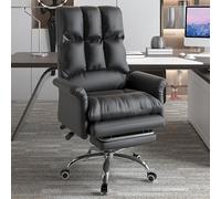 YCVAWEOD Arm Chair Executive Office Chair with Footrest, 90-145°Reclining, Height Adjustable Swivel Chair, High Back Computer Desk Chair for Home Office Work Comfort,Black-One Size LWX