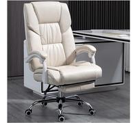 YCVAWEOD Arm Chair Executive Recline w/Tilt Function, Home Desk Chair, Swivel Computer Task Chair w/Footrest & Lumbar Support,Beige-One Size LWX