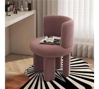 YCVAWEOD Artistic Vanity Chair Wood Frame Curved Backrest and High-Density Sponge Seat for Home Living Room Long-Lasting(Pink) LWX