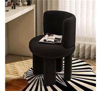 YCVAWEOD Artistic Vanity Chair Wood Frame Curved Backrest and High-Density Sponge Seat for Home Living Room Long-Lasting(Black) LWX