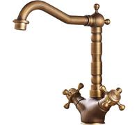 YCVAWEOD Basin Mixer Tap Bathroom Tap Vintage Double Cross Handle Swivel Bathroom Sink Taps Hot and Cold Black High Made in China LWX