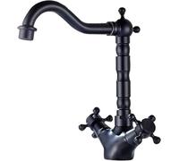 YCVAWEOD Basin Mixer Tap Bathroom Tap Vintage Double Cross Handle Swivel Bathroom Sink Taps Hot and Cold Black High Made in China LWX
