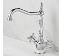 YCVAWEOD Basin Mixer Tap Vintage Brass Bathroom Sink Taps 1 Hole Bathroom Tap Double Cross Handle 360 Swivel Gold Made in China LWX