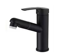 YCVAWEOD Bathroom Faucet with Pull Out Sprayer Single Mode hot and Cold Copper Single Handle Multi-Function Retractable Single Hole Basin Mixer Tap,Black(Nero) LWX