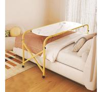 YCVAWEOD Bed Table with Wheels, Over Bed Desk Queen Size Mobile Computer Desk with Adjustable Height & Length,Overbed Table with 4 Wheels, Nursing Table for Home/Hospital LWX