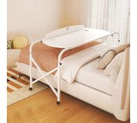 YCVAWEOD Bed Table with Wheels, Over Bed Desk Queen Size Mobile Computer Desk with Adjustable Height & Length,Overbed Table with 4 Wheels, Nursing Table for Home/Hospital LWX