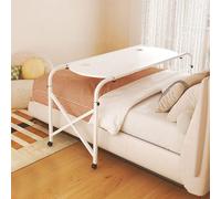 YCVAWEOD Bed Table with Wheels, Over Bed Desk Queen Size Mobile Computer Desk with Adjustable Height & Length,Overbed Table with 4 Wheels, Nursing Table for Home/Hospital LWX