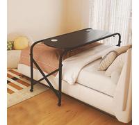 YCVAWEOD Bed Table with Wheels, Over Bed Desk Queen Size Mobile Computer Desk with Adjustable Height & Length,Overbed Table with 4 Wheels, Nursing Table for Home/Hospital LWX