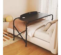 YCVAWEOD Bed Table with Wheels, Over Bed Desk Queen Size Mobile Computer Desk with Adjustable Height & Length,Overbed Table with 4 Wheels, Nursing Table for Home/Hospital LWX