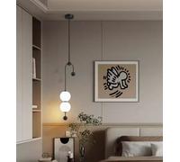 YCVAWEOD Black, LED Modern Nordic Bedside Table Pendant Lights Creative Design Dimmable =Minimalism Hanging lamp Dining Table lamp Bedroom lamp Pendant Light Three-Colour Light 70cm LWX