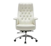 YCVAWEOD Boss Chair Executive Chairs, Adjustable Lifting 135° Reclining, Office Chairs, Sedentary Comfort Swivel Computer Seat for Home Office Lofty(White B,Cowhide) LWX