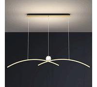 YCVAWEOD Brass Crystal Dining Room Chandelier Led Dimmable Strip Light Modern Minimalist Bar Pendant Light Indoor Home Long Decoration Ceiling Pendent Lamp Adjustable Lighting F-Gold-A LWX