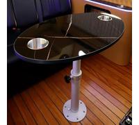 YCVAWEOD Caravan RV Foldable Table with Adjustable Height, Removable RV Picnic Table with Aluminum Table Mount, Workstation Desk for MPV Caravan Boat Yacht (Color : Round) LWX