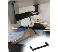 YCVAWEOD Ceiling-to-Wall Black Clothing Rack Metal Wardrobe Rod Holder for Home Office Complete Set Oval Shape Adjustable 10-50 inches (95cm) and Stylish Hanger Solution LWX