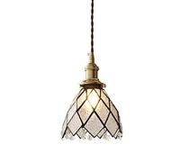 YCVAWEOD Chandelier, Led Hanging Ceiling Lamp Clear Glass Black Grid Pendant Light Brass V-Intage Droplight 1-Lamp 6W Modern Hanging Lamps For Kitchen Island Barn Bedroom Decorati LWX