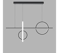 YCVAWEOD Chandelier, Linear Kitchen Island Droplight, Black Dining Room Long Pendant Lamp, Modern LED Living Atmosphere Light, Simple Metal Strip Suspension Lamps with Acrylic Lamp Shade LWX