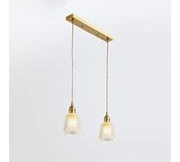 YCVAWEOD Chandelier, V-Intage Pendant Light Fitting Modern Retro Industrial Lamp Holder Antique Brass Ceiling Glass Lantern Modern Style Pendant Cord Light Set With Led E-Dison Mo-B-Two heads LWX