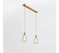 YCVAWEOD Chandelier, V-Intage Pendant Light Fitting Modern Retro Industrial Lamp Holder Antique Brass Ceiling Glass Lantern Modern Style Pendant Cord Light Set With Led E-Dison Mo-A-Two heads LWX