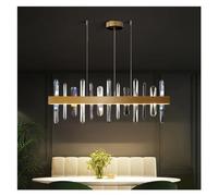 YCVAWEOD Chandeliers Ceiling Light,Pendant Lights, Modern Crystal Chandelier Compatible with Dining Room Rectangle Gold Kitchen Lamp Led Home Decor Indoor Lighting Luxury Shiny Cristal Lust LWX