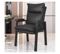 YCVAWEOD Classic Leather Executive Chair with Padded Armrests & Metal Frame - High Back Reception & Accent Armchair for Office Modern Guest Seating (Nero) LWX
