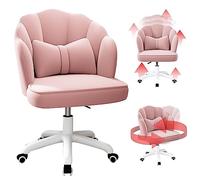 YCVAWEOD Comfy Computer Chairs Elegant Floral Petal Vanity Chair 360° Swivel Office for Living Room Bedroom and Home Light Pink LWX