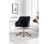 YCVAWEOD Comfy Computer Chairs Luxury Velvet Swivel Chair Elegant Vanity for Home Office Stylish Fabric Desk Glamorous Gold Accent 360° and Height Adjustable Perfect Girls LWX