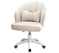 YCVAWEOD Comfy Computer Chairs Modern Flower Petal Vanity Chair 360° Swivel Office for Living Room Home and Bedroom White LWX