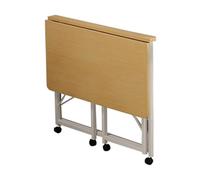 YCVAWEOD Compact Folding Desk with 4 Wheels Drop Leaf Laptop & Writing Desk for Small Spaces Modern Computer Workstation for Home Office Wood & White Frame (L 80cm) LWX