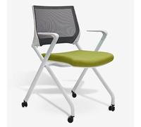 YCVAWEOD Computer Chair, Folding Chair with Pulleys and Armrests, Mesh Back Conference Room Chair, High Elastic Sponge Seat Cushion, Suitable for Offices and Conference Rooms (Color : Green) LWX