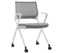 YCVAWEOD Computer Chair, Folding Chair with Pulleys and Armrests, Mesh Back Conference Room Chair, High Elastic Sponge Seat Cushion, Suitable for Offices and Conference Rooms (Color : Gray) LWX
