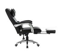 YCVAWEOD Computer Chair High Back PU Leather Gaming Desk Chair with Footrest Office Chair Height Adjustable Computer Desk Chair with Headrest and Lumbar Support,Black LWX