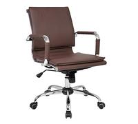 YCVAWEOD Computer Chair Task Swivel Executive Computer Chair Height Adjustable PU Leather Office Chair with Recline Function Swivel Gaming Chair for Office Meeting Room,Brown-Middle back LWX