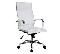 YCVAWEOD Computer Chair Task Swivel Executive Computer Chair Height Adjustable PU Leather Office Chair with Recline Function Swivel Gaming Chair for Office Meeting Room,White-High back LWX