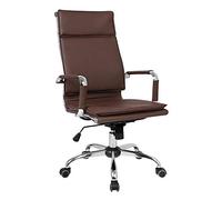 YCVAWEOD Computer Chair Task Swivel Executive Computer Chair Height Adjustable PU Leather Office Chair with Recline Function Swivel Gaming Chair for Office Meeting Room,Brown-High back LWX