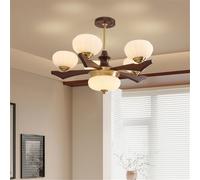 YCVAWEOD Contemporary Brass Chandelier LED Retro Creativity Living Room Restaurant Bedroom Study Hotel Villa Cafe Clothing Store Home Pendant Lamp (F 5 Lights) LWX