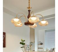 YCVAWEOD Contemporary Brass Chandelier LED Retro Creativity Living Room Restaurant Bedroom Study Hotel Villa Cafe Clothing Store Home Pendant Lamp (H 5 Lights) LWX