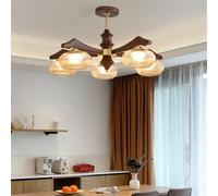 YCVAWEOD Contemporary Brass Chandelier LED Retro Creativity Living Room Restaurant Bedroom Study Hotel Villa Cafe Clothing Store Home Pendant Lamp (G 5 Lights) LWX