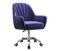 YCVAWEOD Desk Chair Accent Vanity Armchair Velvet Computer Adjustable Height Home Office Swivel Chair Rolling Executive Task Chairs,Dark Blue LWX