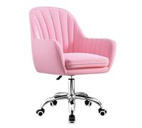 YCVAWEOD Desk Chair Accent Vanity Armchair Velvet Computer Adjustable Height Home Office Swivel Chair Rolling Executive Task Chairs,Light Blue(Pink) LWX