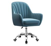 YCVAWEOD Desk Chair Accent Vanity Armchair Velvet Computer Adjustable Height Home Office Swivel Chair Rolling Executive Task Chairs,Light Blue(Blue) LWX