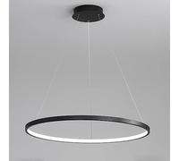 YCVAWEOD Dimmable LED Modern Round Pendant Light with Remote Control Adjustable Height Ceiling Chandelier for Dining Room Living Room Office & Bedroom - Black Finish LWX