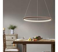 YCVAWEOD Dimmable LED Modern Round Pendant Light with Remote Control Adjustable Height Chandelier for Dining Room Living Room Office Bedroom - Stylish Brown Ceiling Lamp LWX