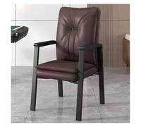 YCVAWEOD Executive Brown Leather Reception Chair with Padded Armrests High Back Accent Armchair Metal Frame Comfortable Office Guest Seating LWX